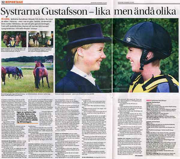 Tidningen Ridsports Reportage om Sandra o Marina